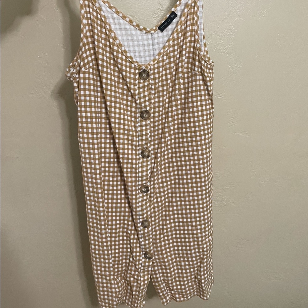 Cotton On Orange Brown Gingham Dress